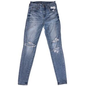 AE Blue Distressed Skinny Jeans